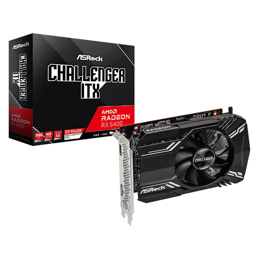 ASRock AMD Radeon RX 6400 Challenger ITX 4GB Single Fan Graphics Card