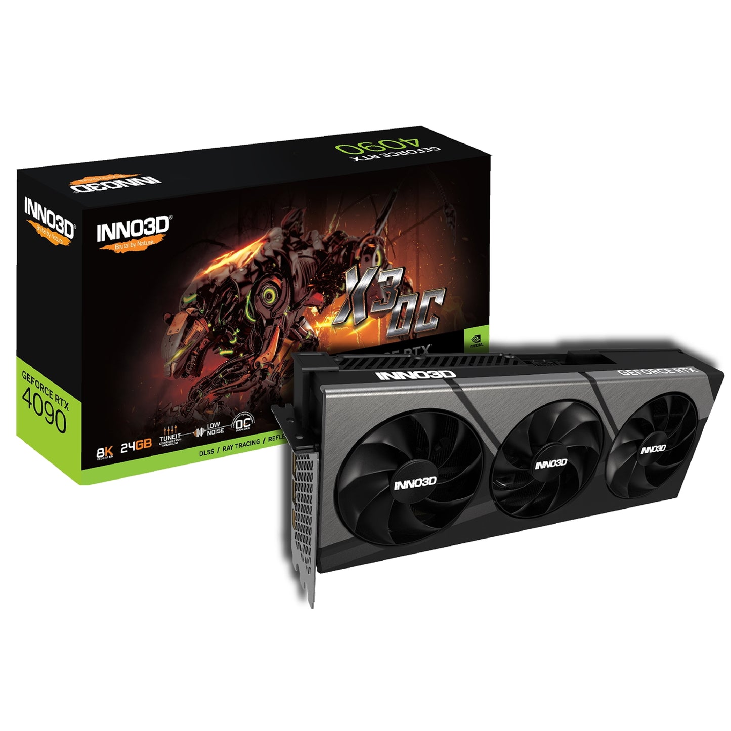 INNO3D GEFORCE RTX 4090 X3 OC N40903-246XX - 2550MHz Boost, Triple Fan, 24GB DDR6X 384-bit Memory Bandwidth Graphics Card