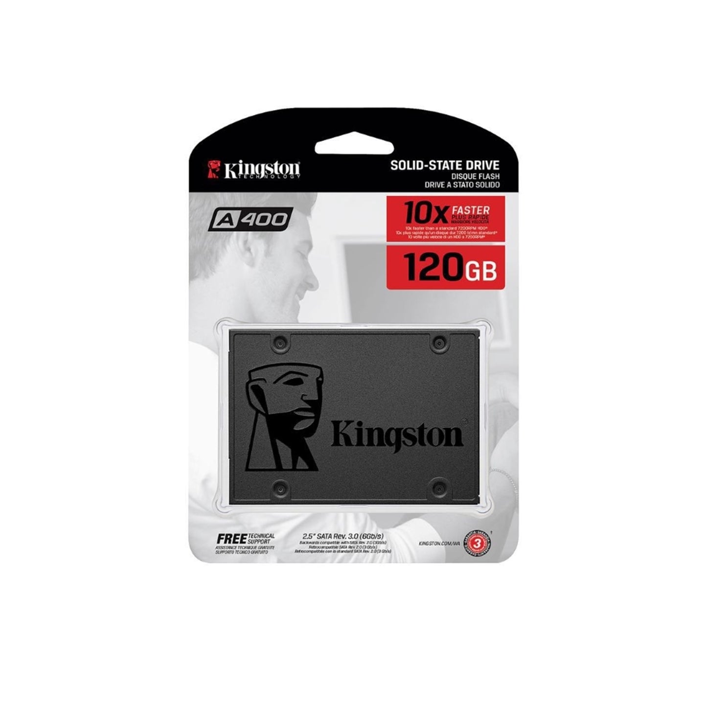 Kingston SSDNow A400 120GB, SATA III, Read 500MB/s, Write 320MB/s, 3 Year Warranty