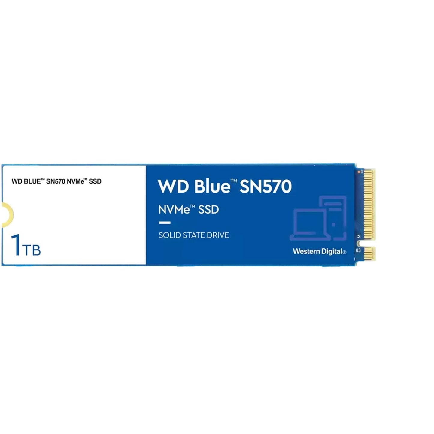 WD Blue SN570 (WDS100T3B0C) 1TB NVMe M.2 Interface, PCIe x3 x4, 2280 Length, Read 3500MB/s, Write 3500MB/s, 5 Year Warranty