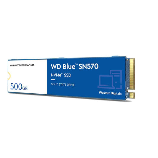 WD Blue SN570 (WDS500G3B0C) 500GB NVMe M.2 Interface, PCIe x3 x4, 2280 Length, Read 3500MB/s, Write 2300MB/s, 5 Year Warranty