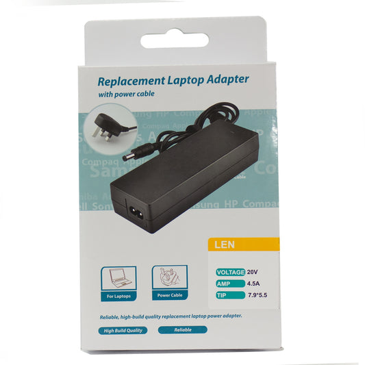 SUMVISION Lenovo Compatible Laptop AC Charger Adapter, 20V / 4.5A / 90W with 7.9mm x 5.5mm Barrel Tip & UK Plug