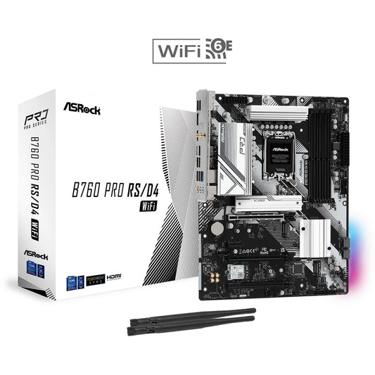 ASRock B760 PRO RS/D4 WIFI, Intel B760, Socket 1700, ATX, 4 DDR4, HDMI, DP, Wi-Fi 6E, 2.5G LAN, PCIe4, 2x M.2, RGB Motherboard