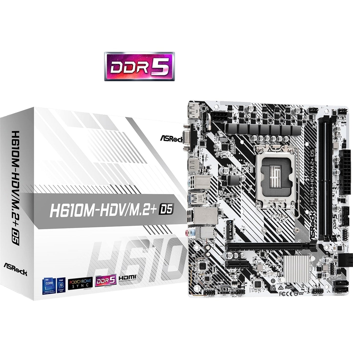 ASRock H610M-HDV/M.2+ D5, Intel 12th and 13th ,DDR5, SATA3, USB 3.2 Gen1