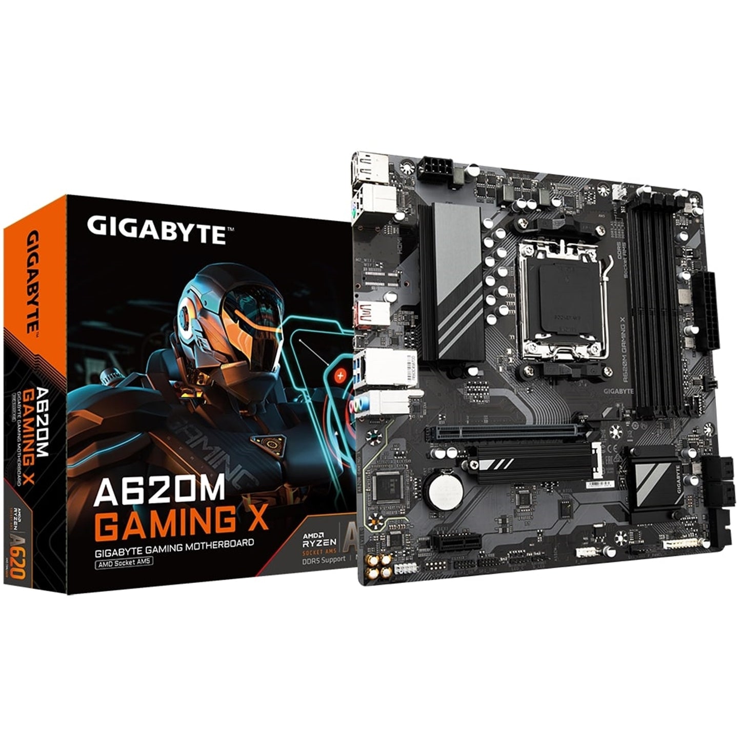 Gigabyte A620M GAMING X DDR5 Motherboard, AMD Socket AM5, 1x PCIe 4.0 x16, 1x PCIe 4.0 x4 M.2, GbE LAN, DisplayPort, HDMI, Q-Flash Plus