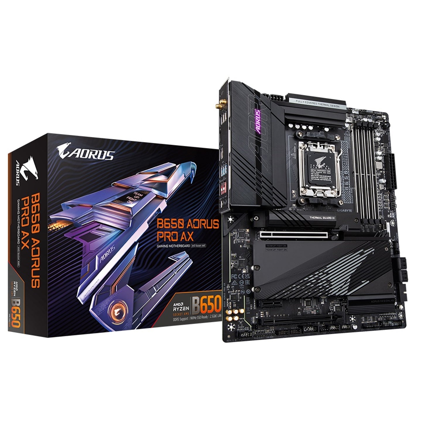 Gigabyte B650 AORUS PRO AX DDR5 Motherboard, AM5 Socket, ATX, 1x PCIe 4.0 x16, 1x PCIe 5.0 x4, AMD/Intel WiFi 6E, Intel 2.5GbE LAN, USB 3.2 Gen2 Type-C, HDMI