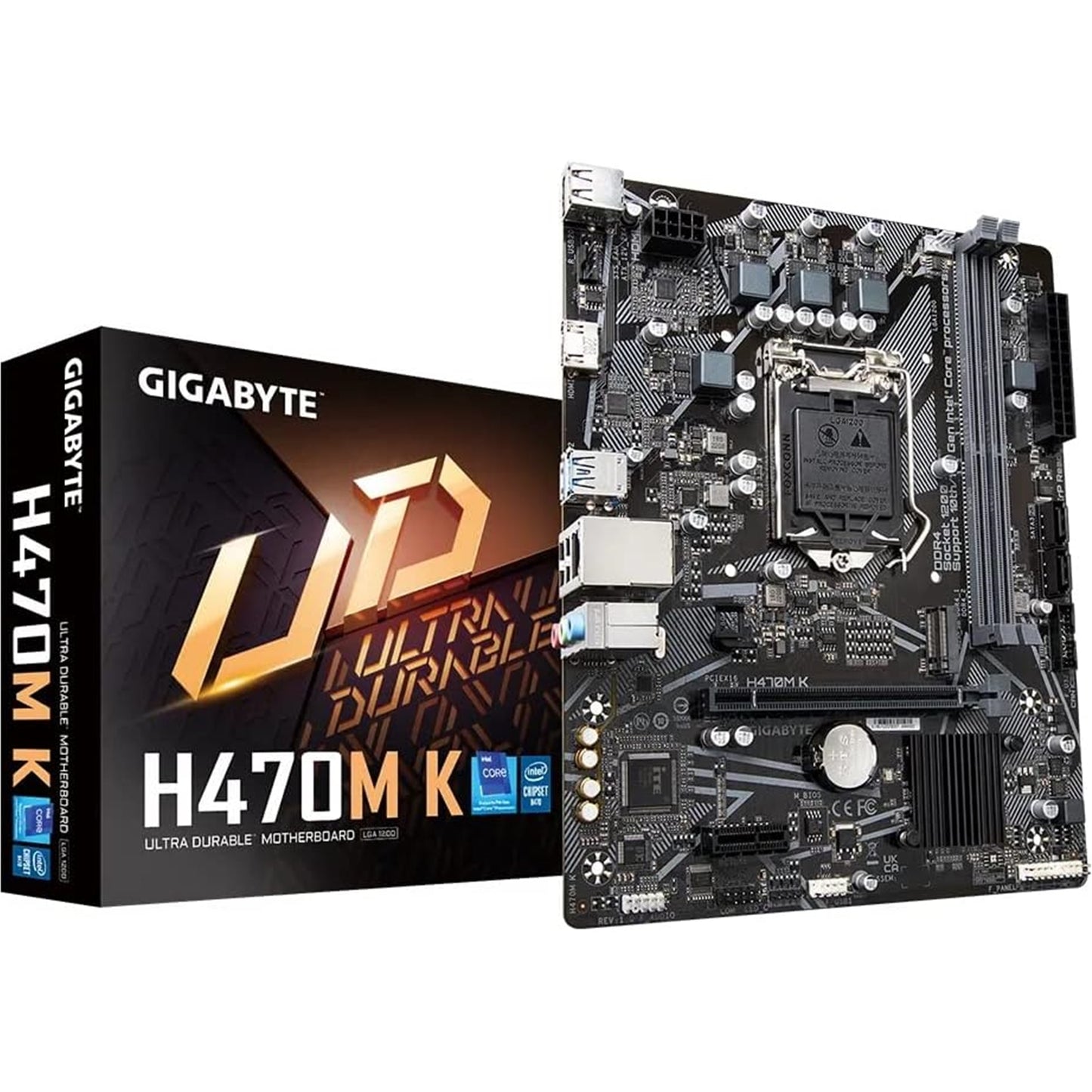 Gigabyte H470M K Motherboard, Intel Socket 1200, 10th/11th Gen, 1x PCIe 3.0 x16, 1 x PCIe 3.0 M.2, Mini ATX, USB 3.2, 1Gbps LAN, HDMI, Smart Fan 5