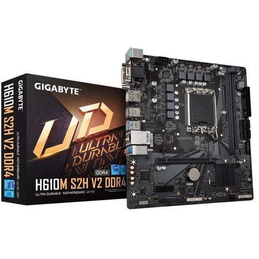 Gigabyte H610M S2H V2 Motherboard, LGA1700 Socket, Micro ATX, DDR4, PCIe Gen3 x4 M.2