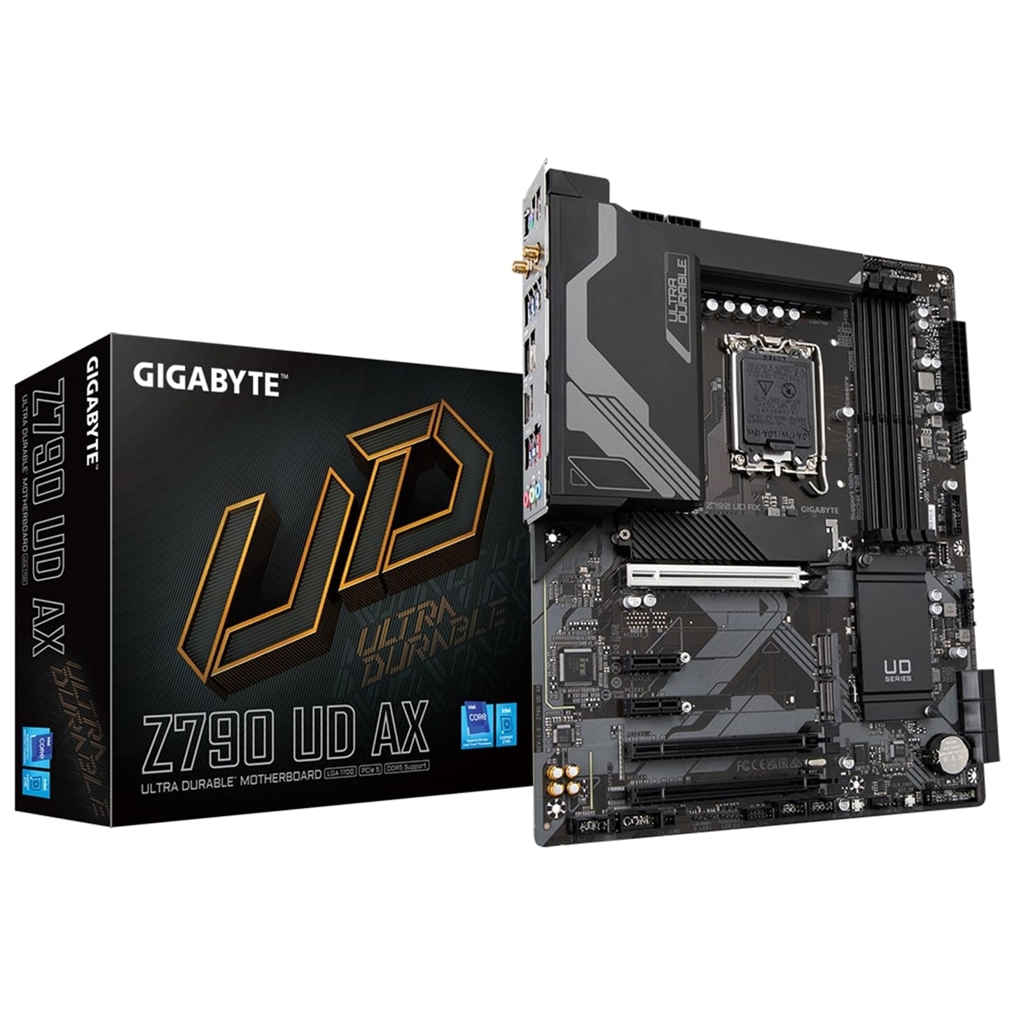 GIGABYTE Z790 UD AX Intel Z790 Chipset (Socket 1700) ATX Motherboard, Intel Z790, S 1700, DDR5, PCIe 5.0, SATA3, 3x M.2, 2.5GbE, WiFi 6E/BT, USB 3.2 Gen 2x2, ATX