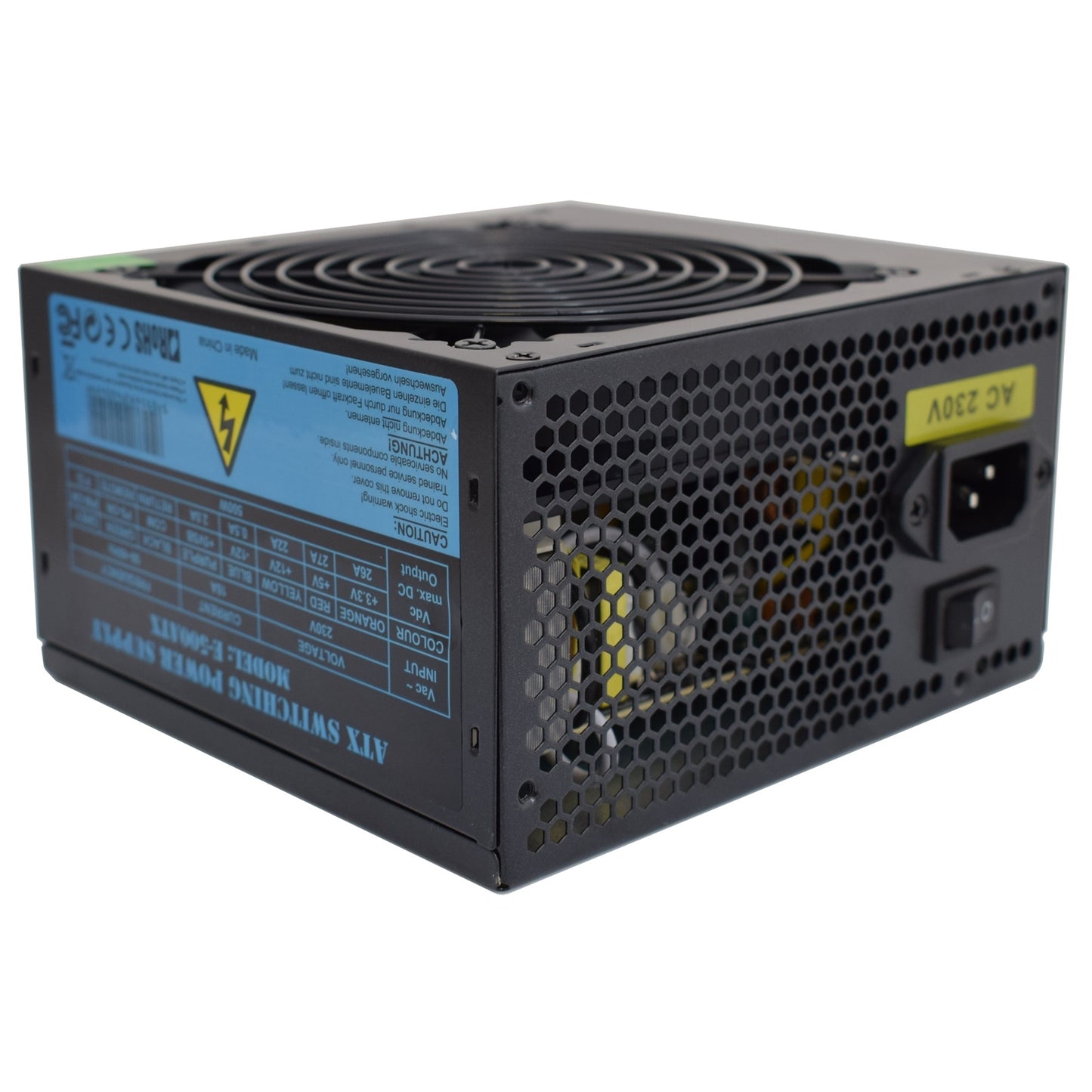 EVO LABS E-500ATX 500W PSU, 120mm Silent Fan, Non Modular, OEM System Builder Packaging