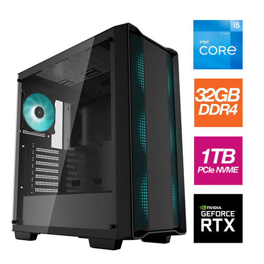 RGB Gaming - Intel i5 12600K 10 Core, 20 Threads, 3.70GHz (4.90GHz Boost) CPU, 32GB DDR4 RAM, 1TB Kingston NVMe, RTX 3060 Graphics Card - Pre-Built PC