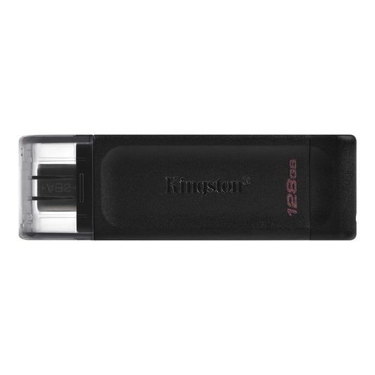 Kingston DT70/128GB DataTraveler 128GB USB Flash Drive, USB 3.2, USB-C, Gen1, 80MB/s, Cap Design, Black, Retail.