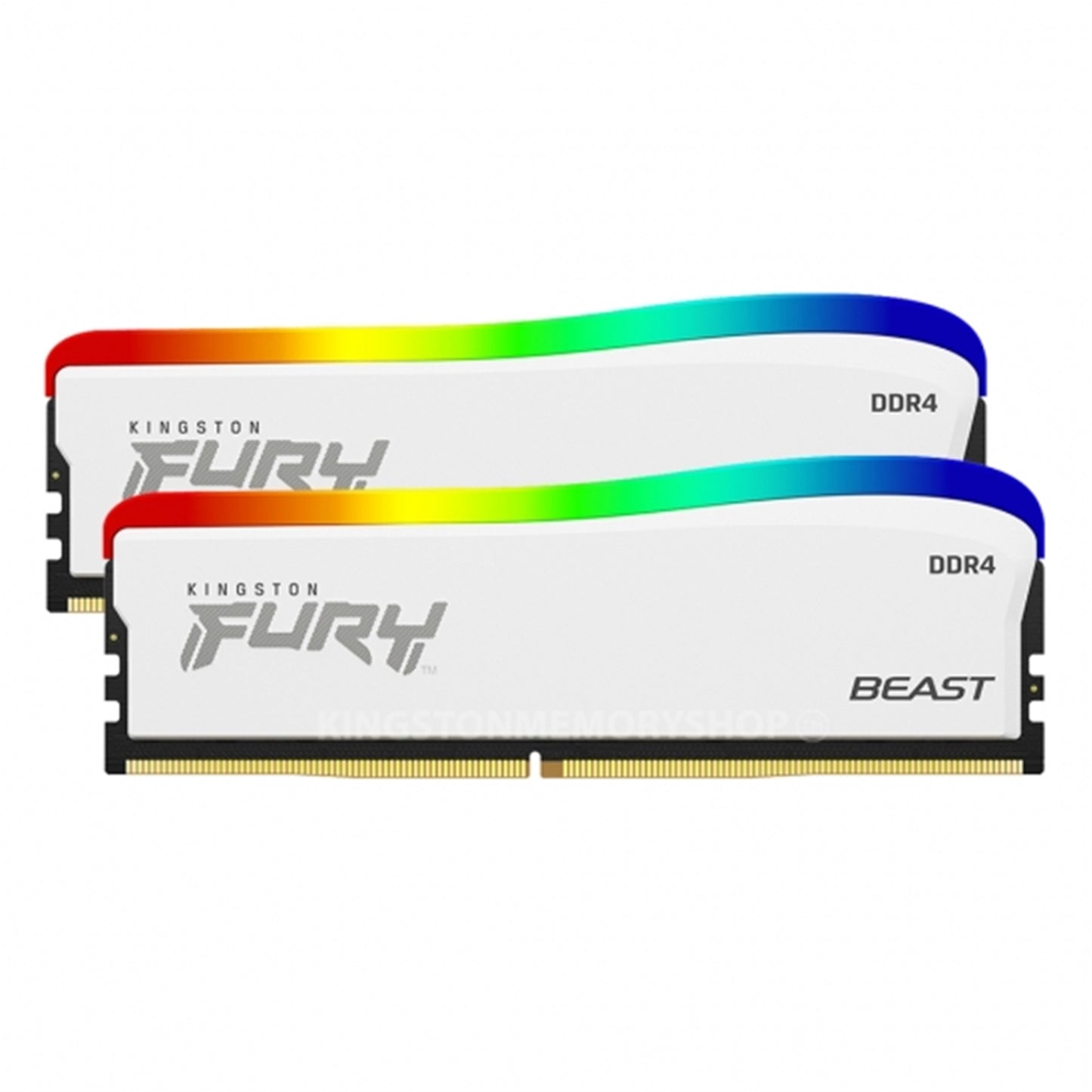 Kingston FURY Beast RGB Kit, 32 GB (2 x 16GB), DDR4, 3200MHz, Special Edition White, Unbuffered, 288-pin, DIMM, CL16, 1.35v