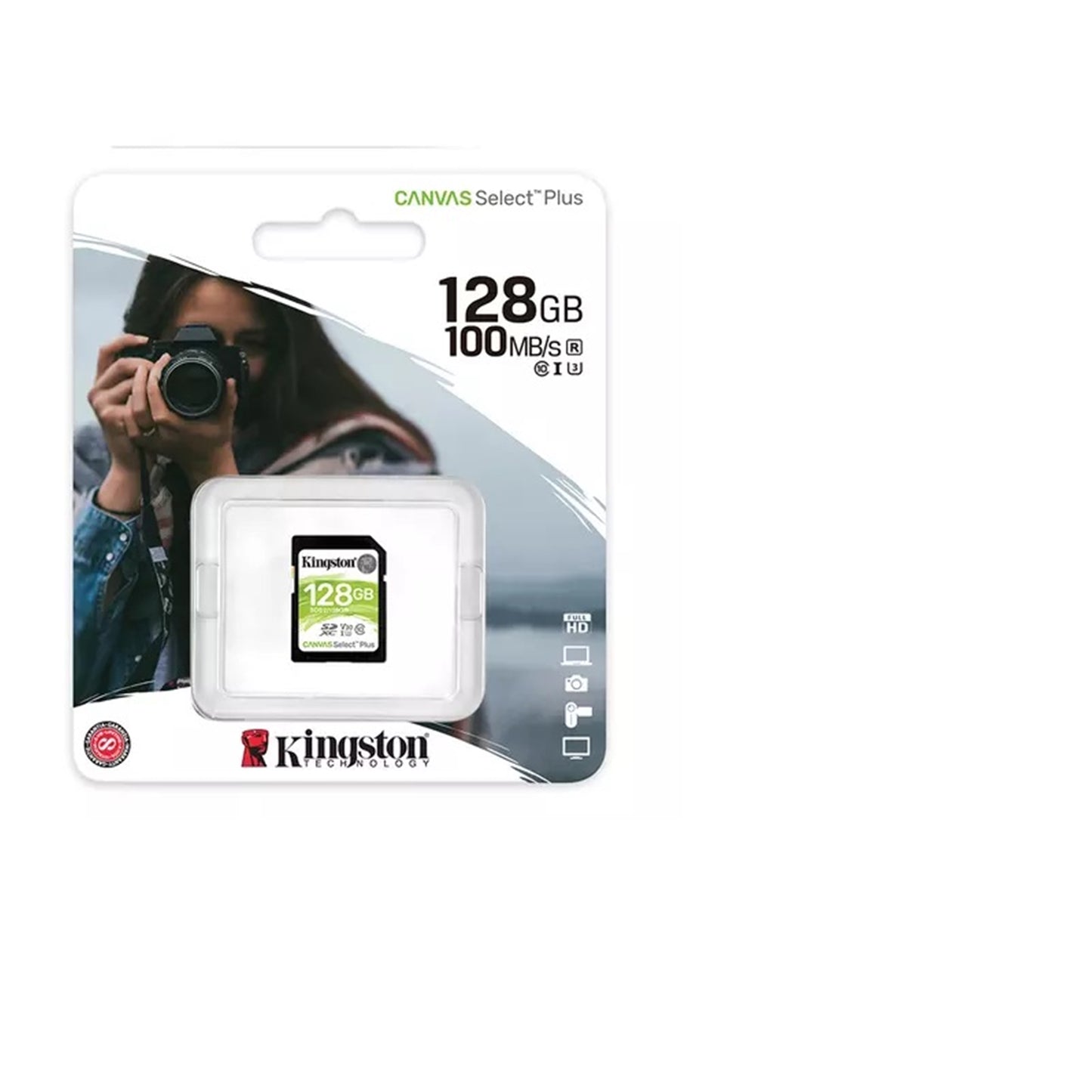 Kingston Canvas Select Plus V30 128GB SD Class 10 UHS-I U3 Flash Card