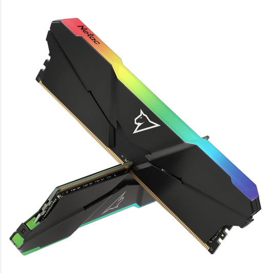 Netac Shadow RGB NTSRD4P32DP-16E 16GB DIMM Gaming System Memory, DDR4, 3200MHz, 2 x 8GB, Black Heatsink, 288 Pin, 1.35v, CL16-20-20-40