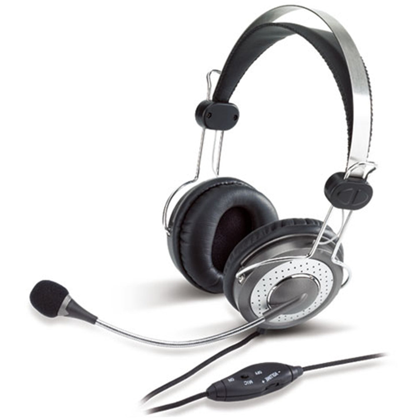 Genius HS-04SU Luxury Headset with Mic, 2x 3.5mm Connection, Plug and Play with Adjustable Headbandand and Noise-cancelling microphone, Black