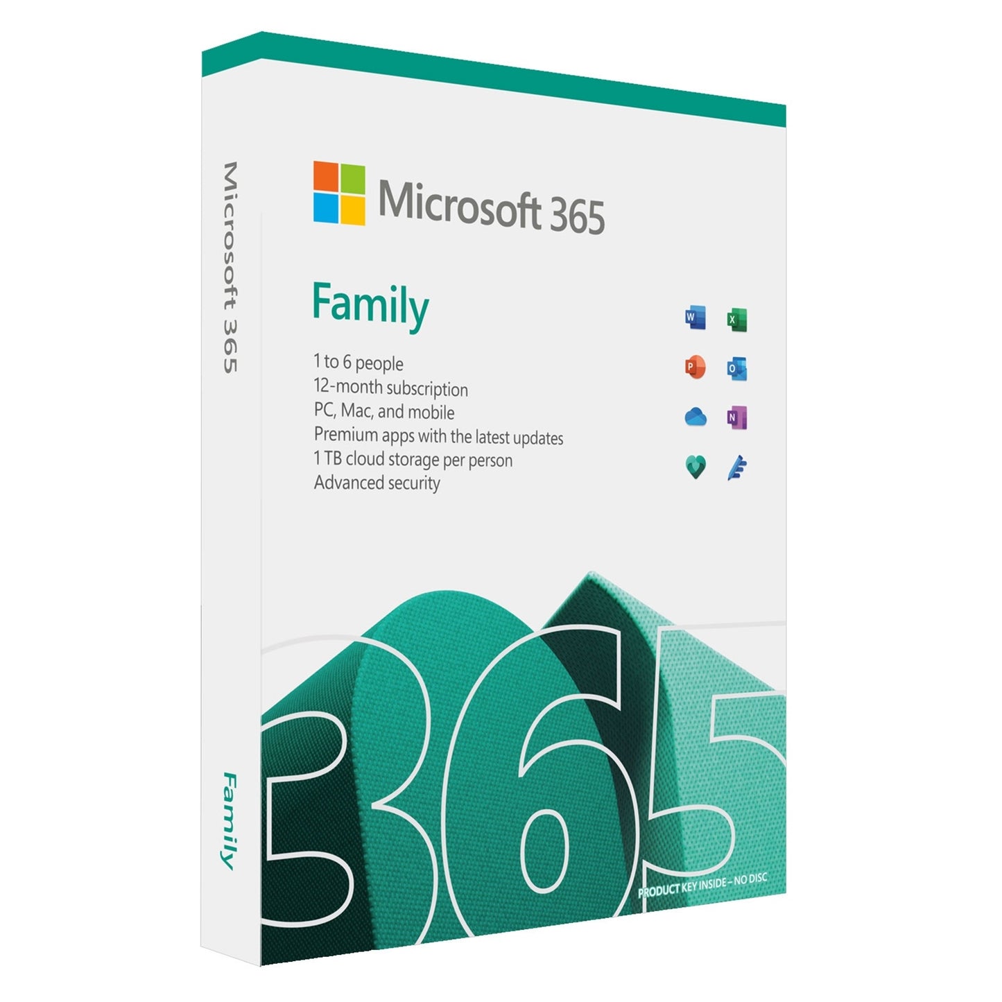 Microsoft 365 Family 2021 Medialess 1 Year Subscription 6 Users - Retail Boxed