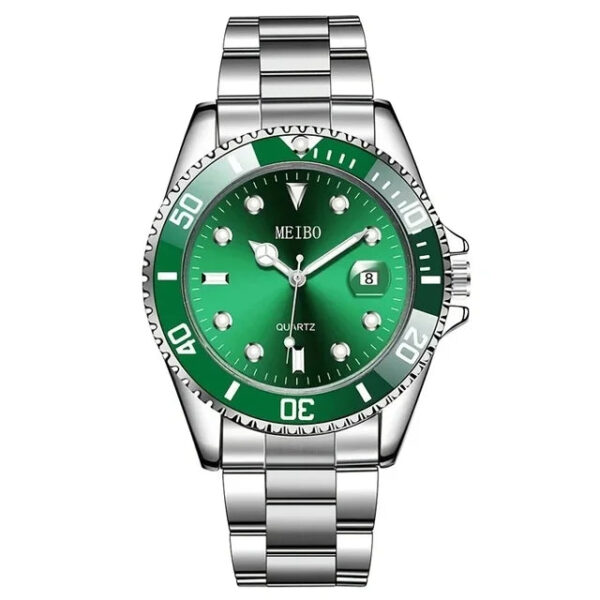 1pc Luxury Men’s Silver Stainless Steel Watch – Waterproof Automatic, Luminous Dial, Rotatable Bezel Men’s Timepiece - Image 6