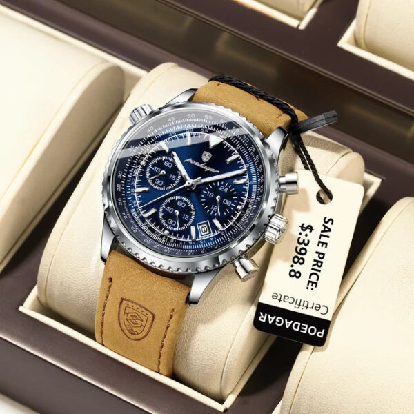 POEDAGAR Luxury Man Watch Quartz Waterproof Luminous Date Chronograph Leather Men Wristwatch Military Sports Men's Watches Reloj - Image 8