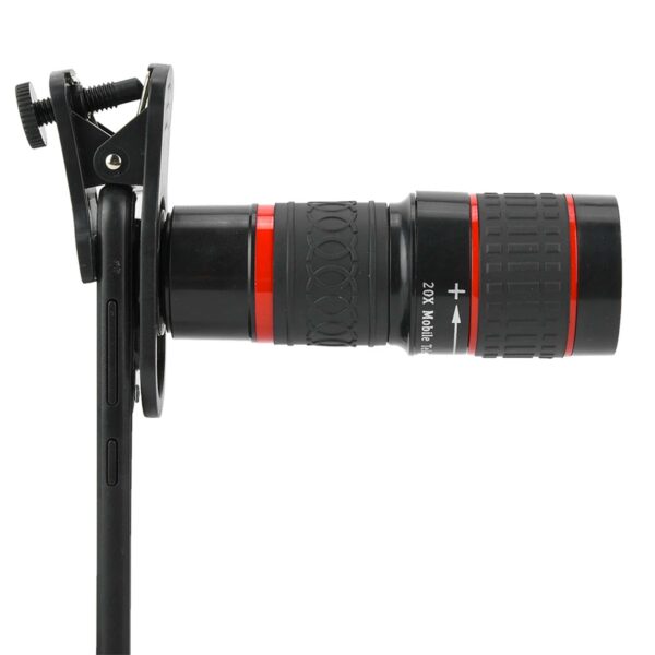 20X Long Focus Lens Long Focus Lens 20X Long Focus Zoom Telephoto Lens with Clip for Smart Phone Tablet PC Black Telephoto Lens - Image 4