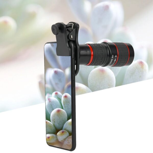20X Long Focus Lens Long Focus Lens 20X Long Focus Zoom Telephoto Lens with Clip for Smart Phone Tablet PC Black Telephoto Lens - Image 2