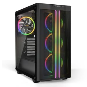 be quiet! Pure Base 500 FX Case, Black, Mid Tower, 1 x USB 3.2 Gen 1 Type-A / 1 x USB 3.2 Gen 2 Type-C, Tempered Glass Side Window Panels, 4 x Light Wings Addressable RGB PWM Fans Included, ARGB LED Lighting Front Mesh Panel