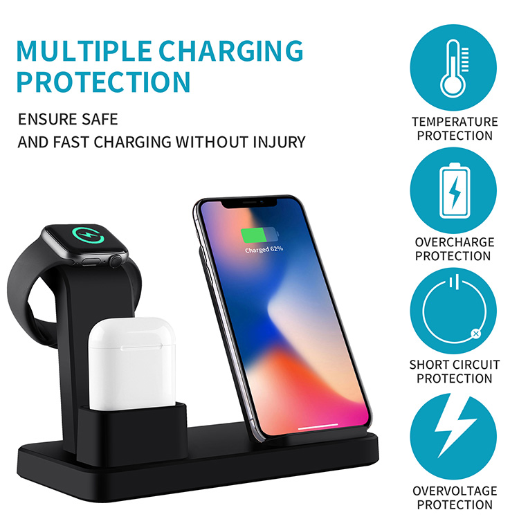 Three in one wireless charger suitable for iPhone earphones watches desktop storage stand 10W wireless fast charger - Image 4