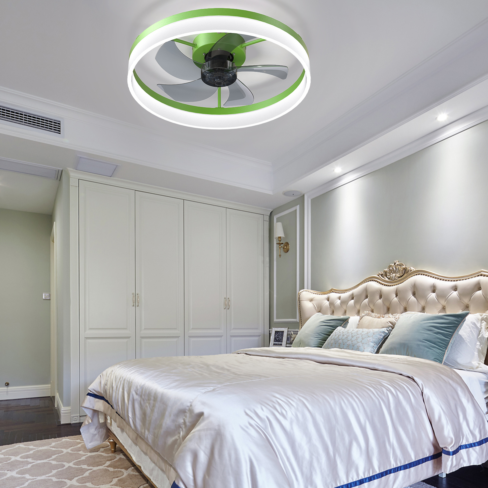Ceiling Fans with Lights Dimmable LED Embedded installation of thin modern ceiling fans(Green) - Image 5