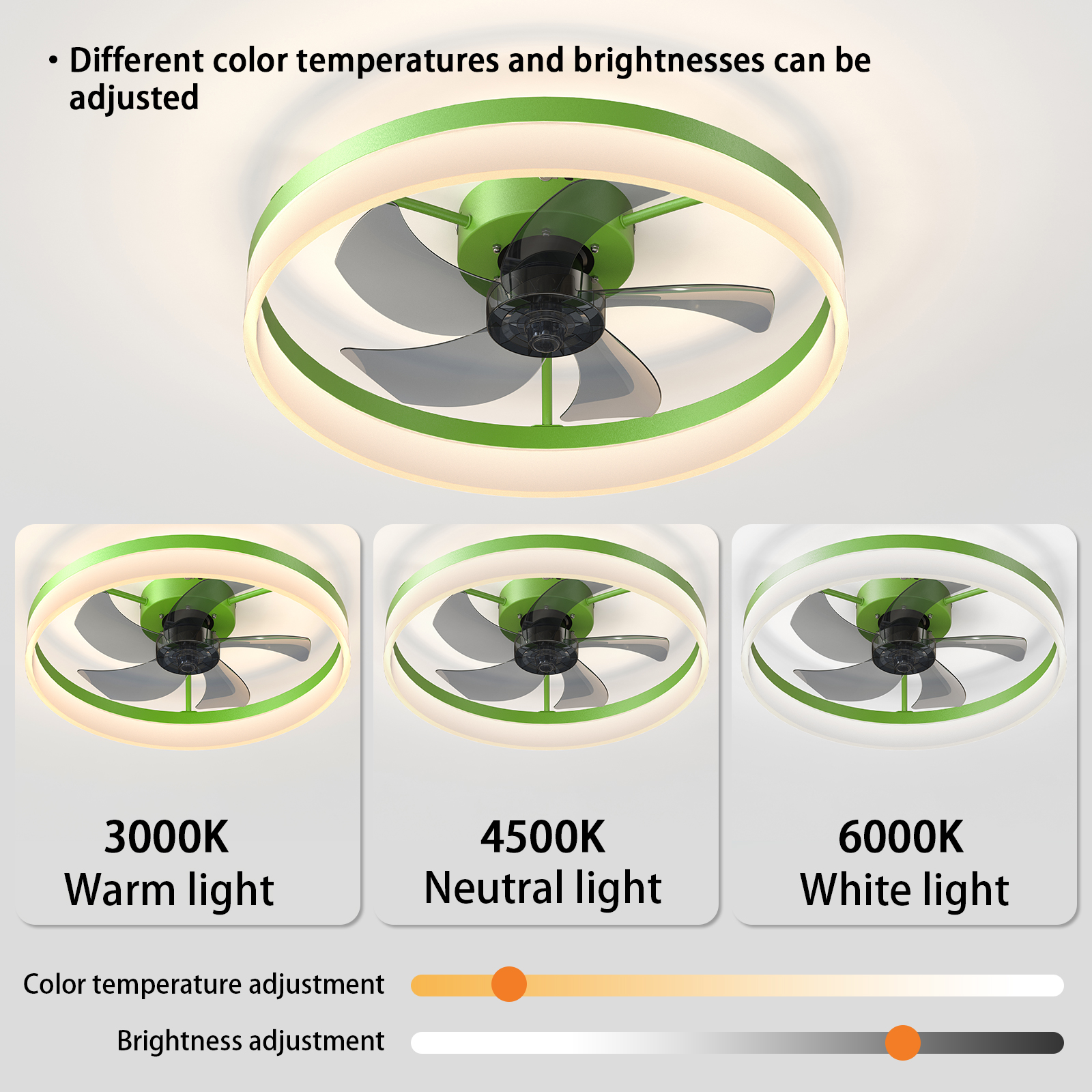 Ceiling Fans with Lights Dimmable LED Embedded installation of thin modern ceiling fans(Green) - Image 4