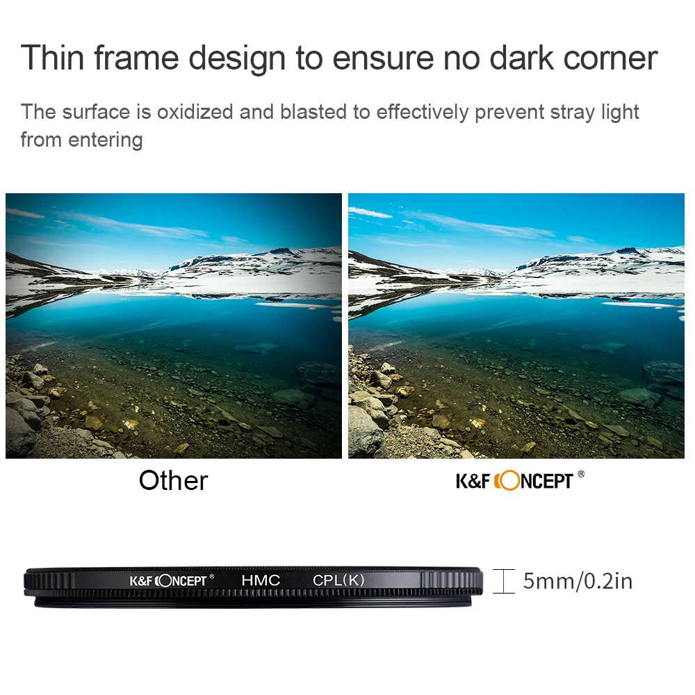 K&F CONCEPT CPL Camera Lens Filter Ultra Slim Optics Multi Coated Circular Polarizer 37mm 39mm 49mm 52mm 58mm 62mm 67mm 77mm - Image 3