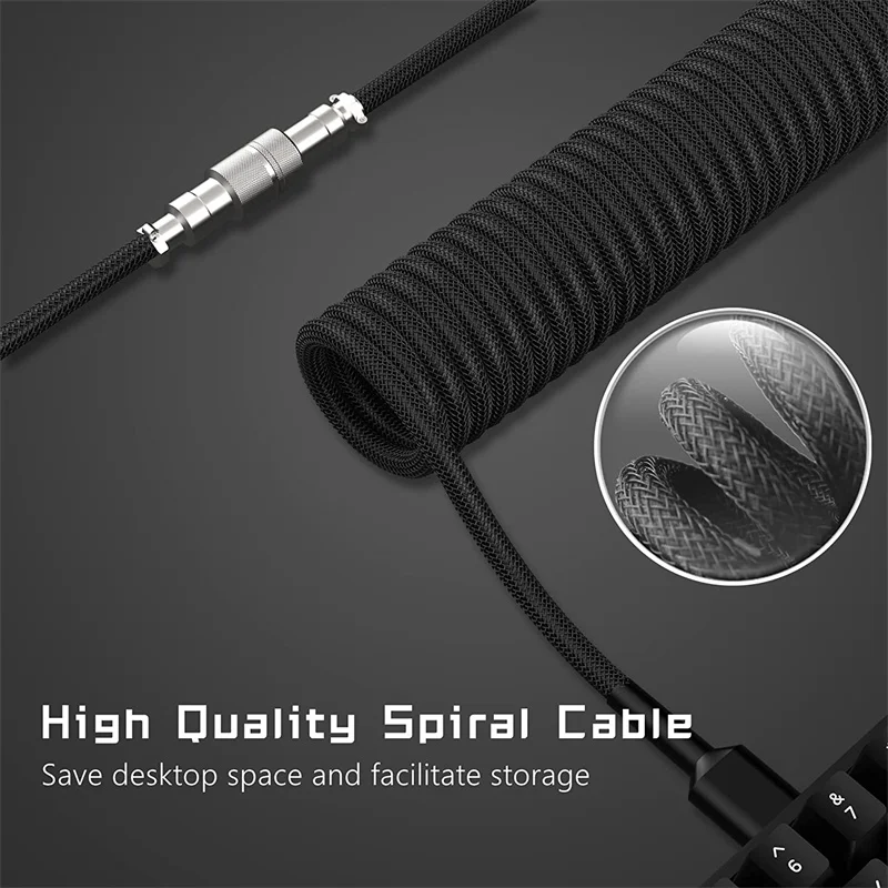 3M Type C Mechanical Keyboard Coiled Cable USB Keyboard Wire Mechanical Keyboard Aviator Desktop Computer Aviation Connector - Image 4