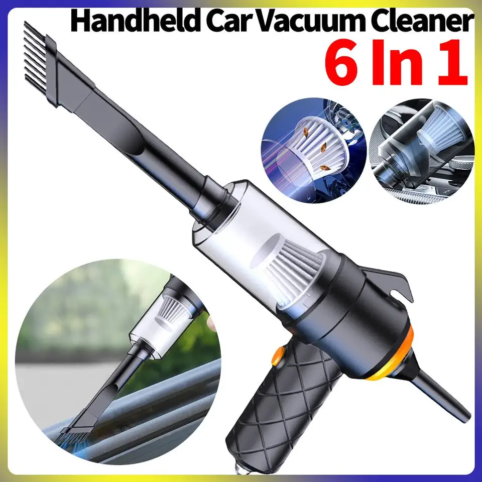 6 In 1 Car Vacuum Cleaner Type-C Rechargeable Blowing Suction Car Cleaner Electric Powerful Cleaner for Car Home Office Cleaning - Image 7