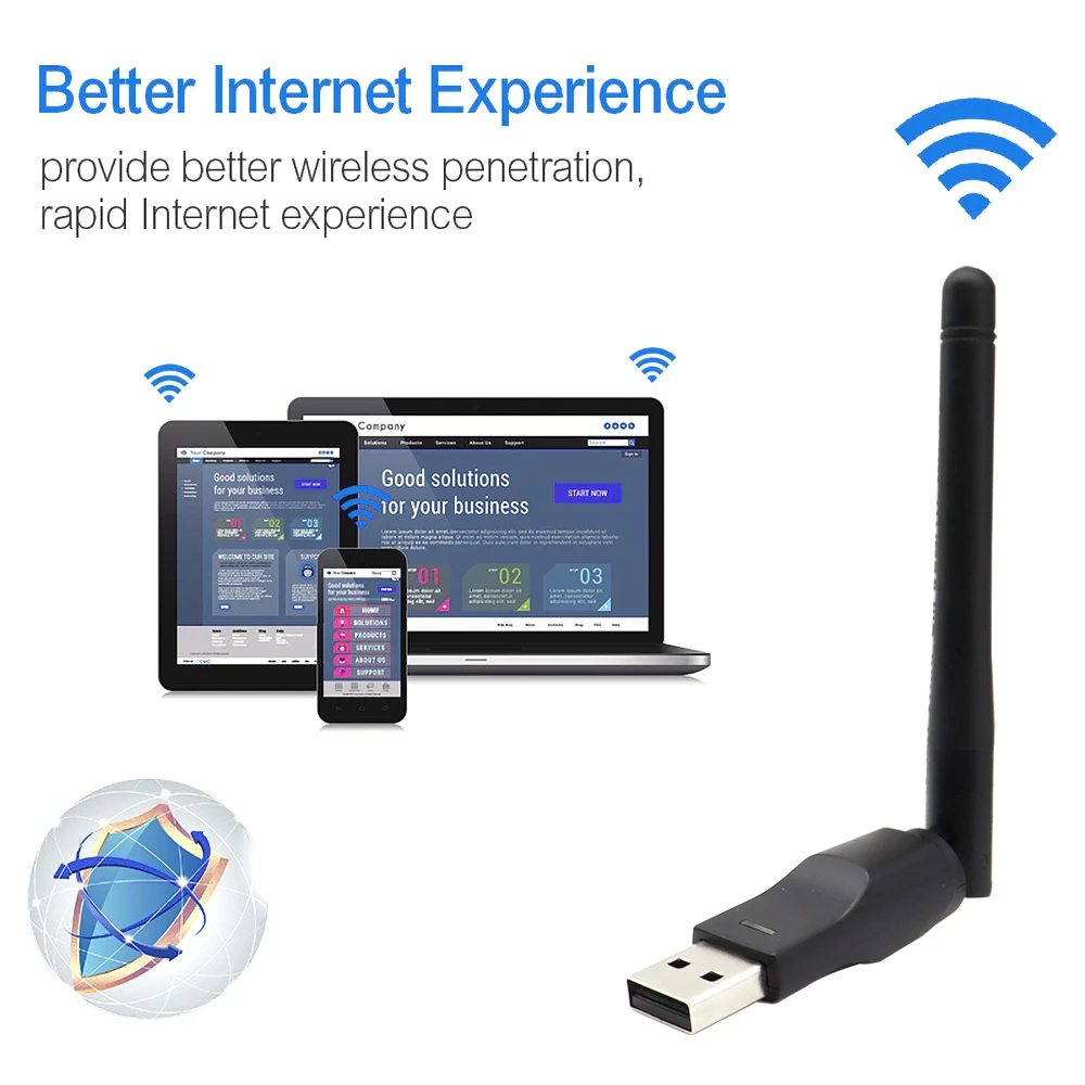 2.4GHz USB 2.0 Adapter 150Mbps WiFi Wireless Network Card with Antenna Chipset Ralink MTK 7601 for Laptop PC Wholesales - Image 4