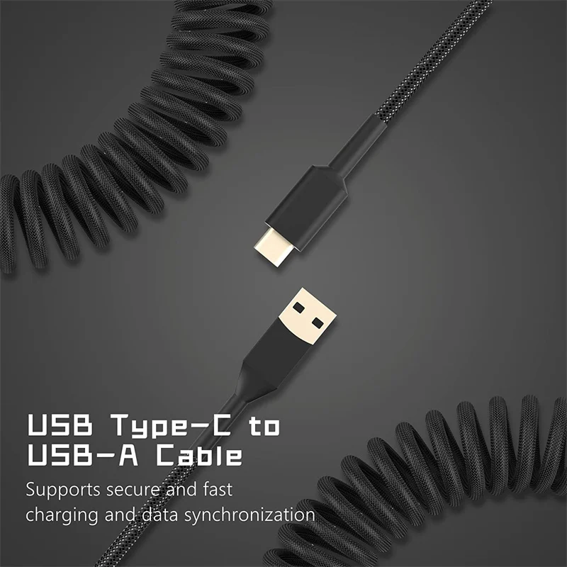 3M Type C Mechanical Keyboard Coiled Cable USB Keyboard Wire Mechanical Keyboard Aviator Desktop Computer Aviation Connector - Image 3