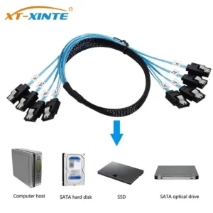 4/6/8 SATA to 4/6/8 sata 4.0 7p Female 90/180 Degree with Braided Mesh for Server Computer Host SSD SATA Hard Disk Adapter Cable