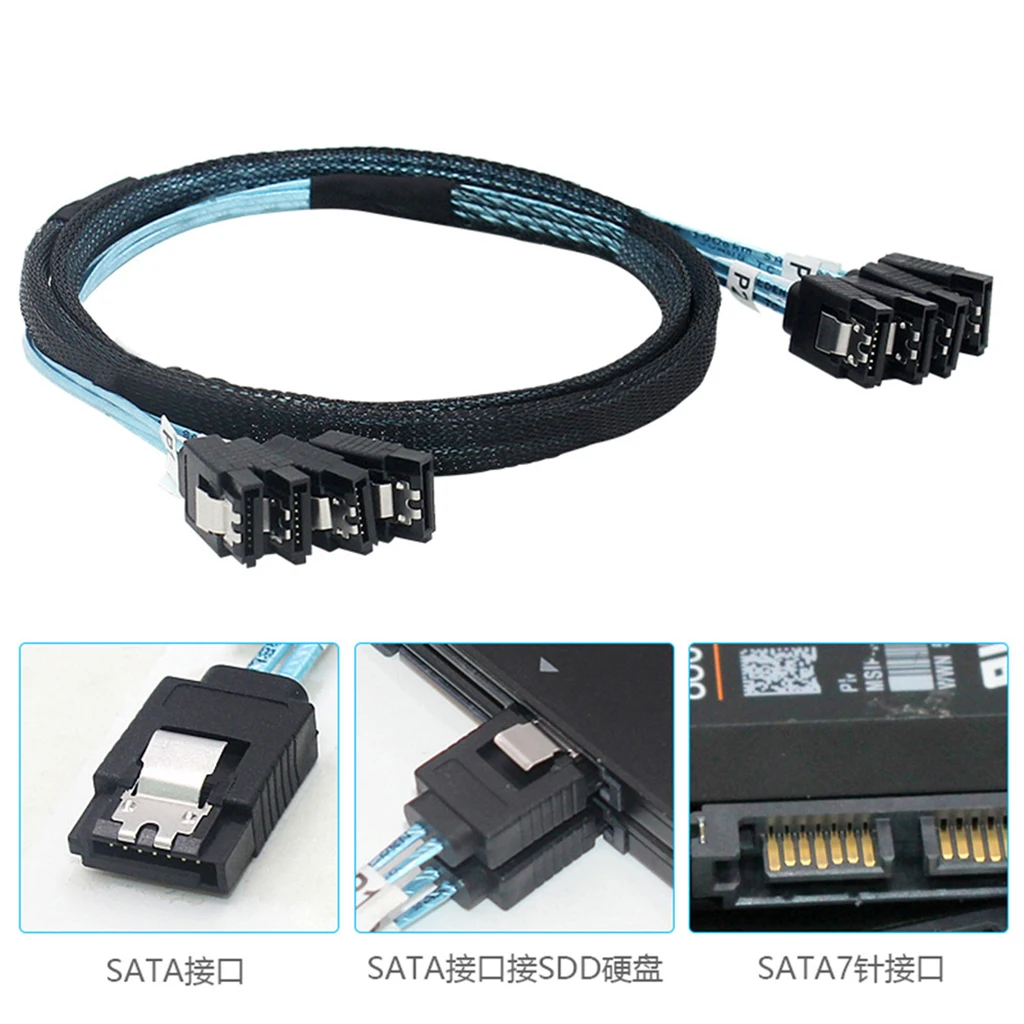 4/6/8 SATA to 4/6/8 sata 4.0 7p Female 90/180 Degree with Braided Mesh for Server Computer Host SSD SATA Hard Disk Adapter Cable - Image 6