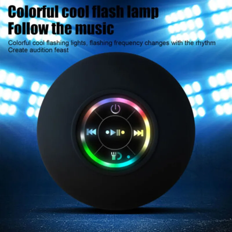 Portable Wireless Bluetooth Speaker Waterproof Suction For Shower Bathroom Black - Image 5