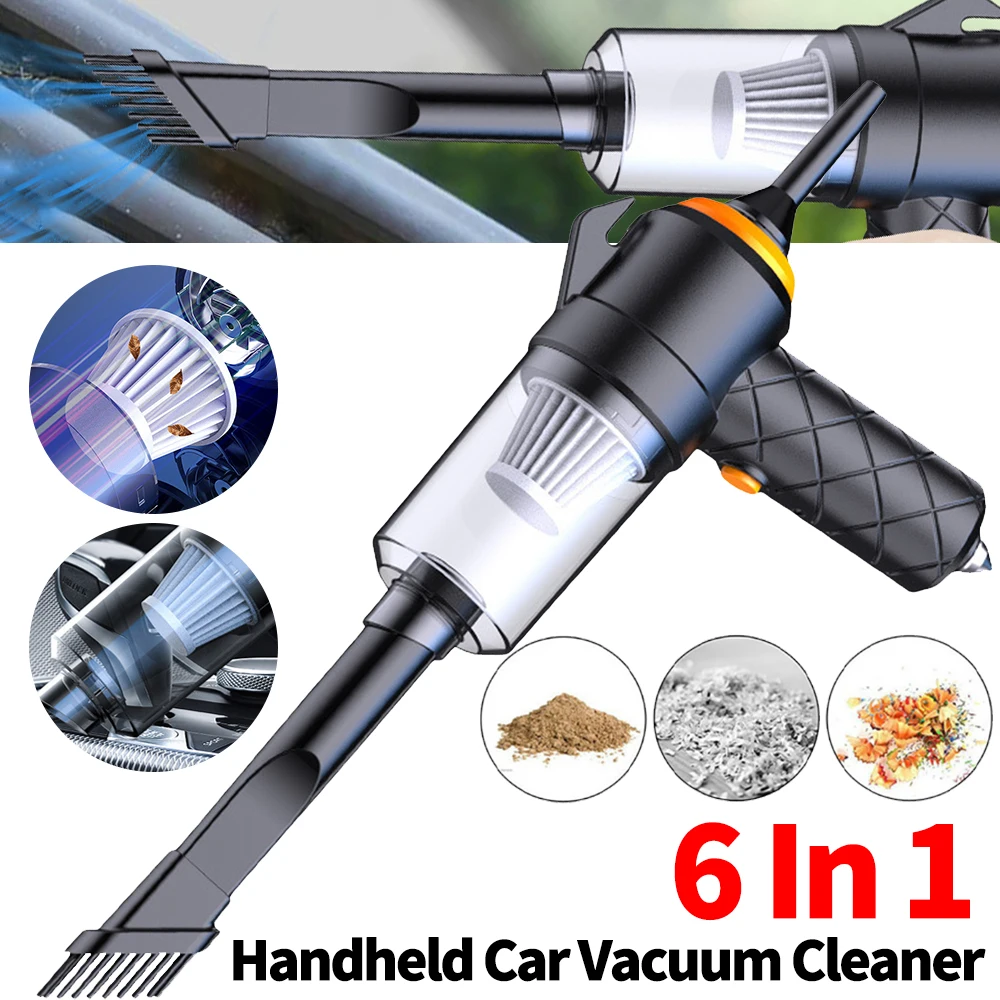 6 In 1 Car Vacuum Cleaner Type-C Rechargeable Blowing Suction Car Cleaner Electric Powerful Cleaner for Car Home Office Cleaning - Image 2