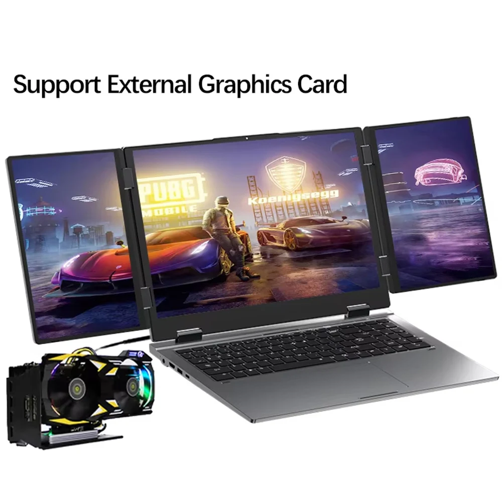 16+2*10.5 Inch Triple Screen Laptop Intel Core i7 1260P 32GB RAM 2TB Office Notebook Fingerprint/Face Recognition Unlocking PC - Image 3