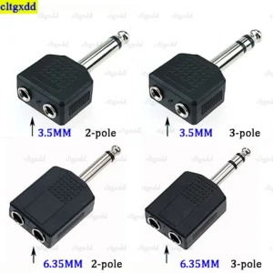 Cltgxdd 1/4 "stereo audio jack plug adapter male to female 3.5MM/6.35mm dual mono headphone microphone Y splitter converter
