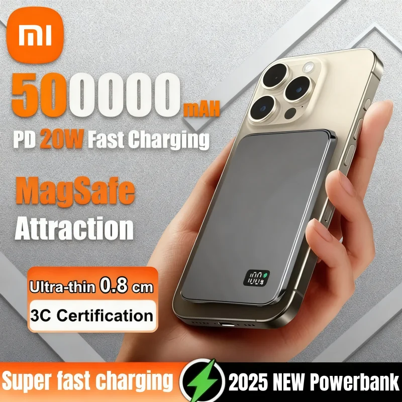 Xiaomi 500000mAh Portable Magnetic Wireless Power Bank PD22.5W Fast Charging External Battery for Magsafe For iPhone Samsung - Image 6