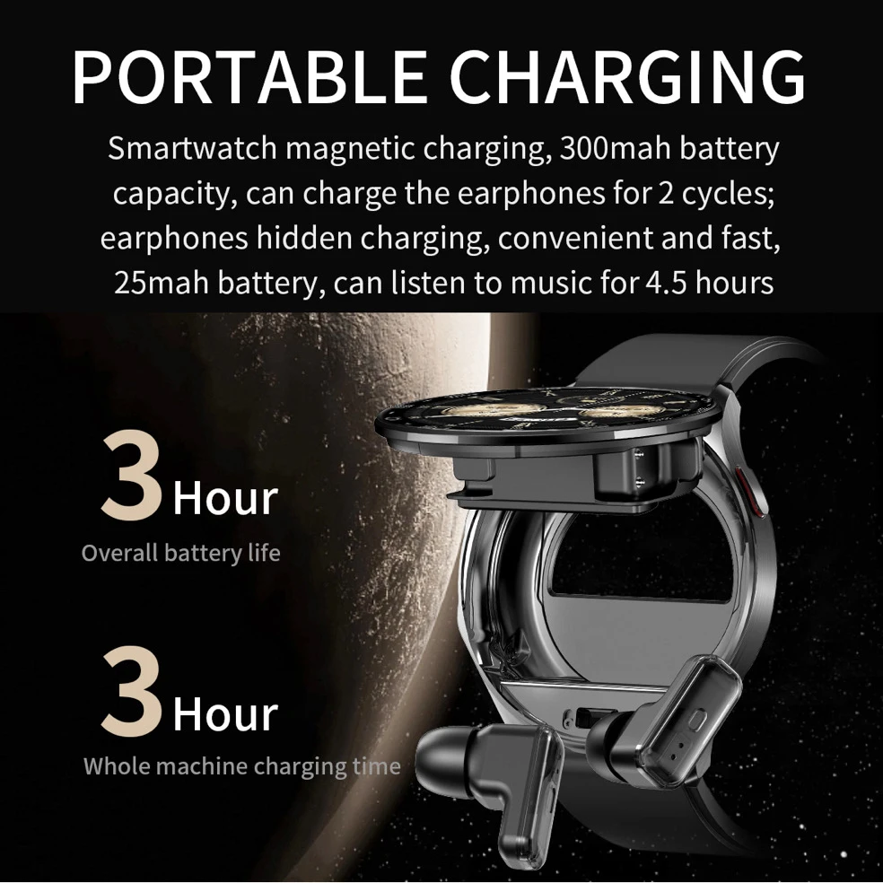 2 In 1 TWS Headset Smart Watch 1.39" Men Women Sport Fitness Heart Rate Health Watches Earphone Noise Reduction Music Smartwatch - Image 5