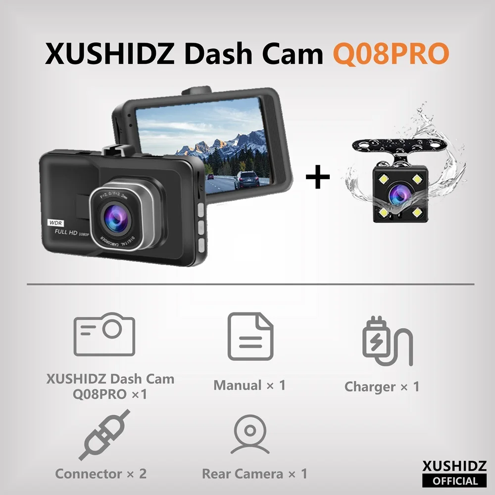 XUSHIDZ Q08 1080P Dash Camera with G-sensor Dashcam Vehicle Video Recorder Super Night Vision DVR Car Camera Loop Recording - Image 7