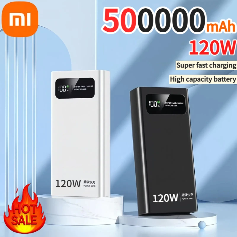 Xiaomi 500000mAh Power Bank 120W Super Fast Charging Battery High Capacity Digital Display Power Bank For iPhone Samsung Huawei