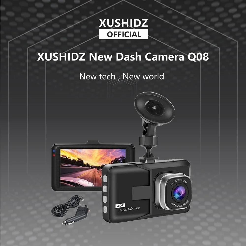 XUSHIDZ Q08 1080P Dash Camera with G-sensor Dashcam Vehicle Video Recorder Super Night Vision DVR Car Camera Loop Recording - Image 2