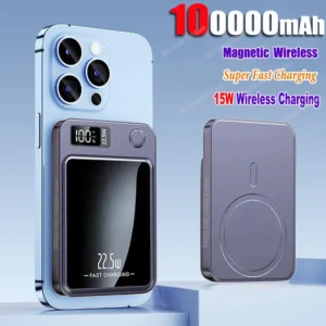 100000mAh Magnetic Power Bank Wireless Fast Charger For Magsafe Portable Auxiliary Battery Pack for iphone Huawei Samsung