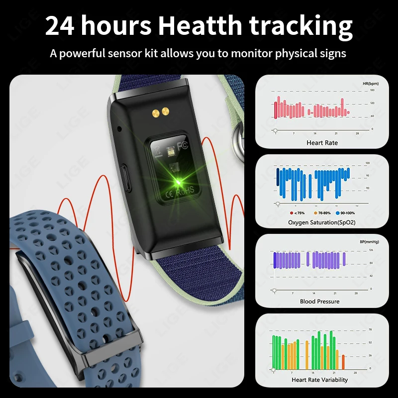 New Sport Fitness Tracker Smart Bracelet Heart Rate Blood Pressure Monitor Pedometer Call Reminder Smartwatch Band for Men Women - Image 2