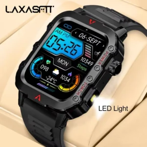 LAXASFIT New Men's Smart Watch LED Flashlight Outdoor Sports Smart Watch Wristwatch Health Monitoring Smart Watch