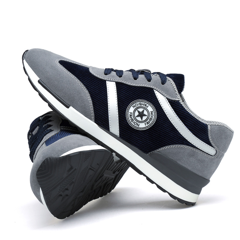 Men's Sports Casual Shoes Korean Style Men's Shoes Hidden Internal Height Increase 8CM Suede Vintage Running Shoes Men - Image 3