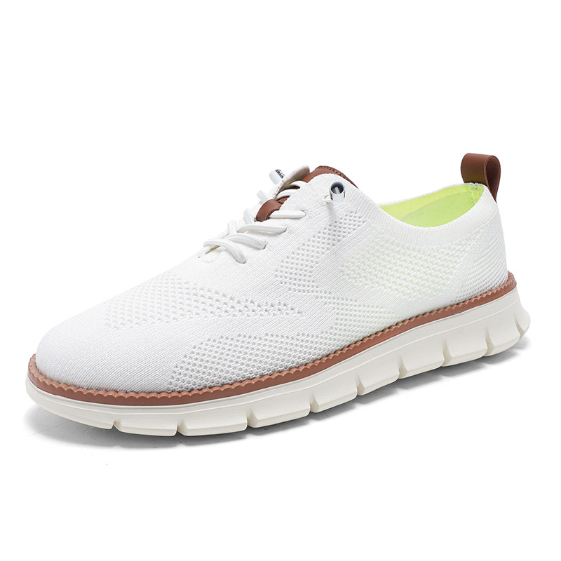 Lightweight lace up casual men's shoes breathable fly woven men's size - Image 9
